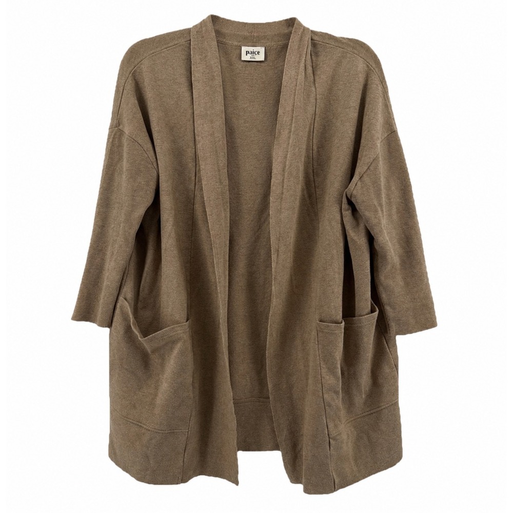 Pact Airplane Wrap Cardigan Women M / L Brown Organic Cotton Open Front Pockets